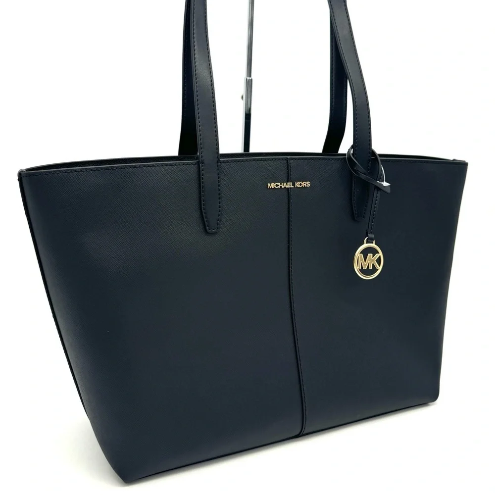 Michael Kors Medium Jet Set Travel Zip Tote Bag Black/Gold